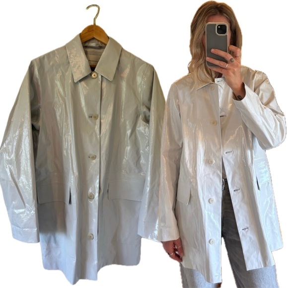 The Group Babaton Maven Ice Cream Grey Gray Off White Egg Shell Trench Rain Coat - Picture 1 of 16